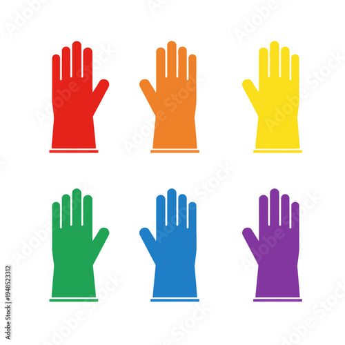 Colorful Rubber Gloves Collection, Rainbow Palette, Protective Handwear