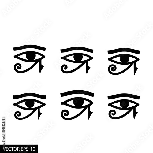 Egyptian Eye of Horus Symbol Vector Icon Set