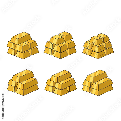 Golden Bars Stacked Treasure Wealth Fortune Investment Luxury Finance
