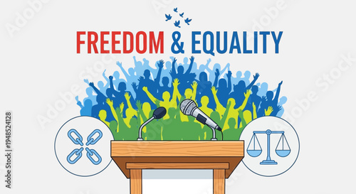 People celebrate Emancipation Day with freedom and equality on a joyful public podium