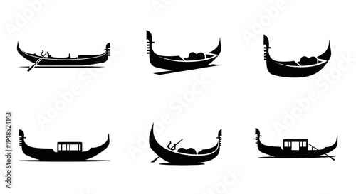 Gondola Silhouette Collection: Venice Transport Icons