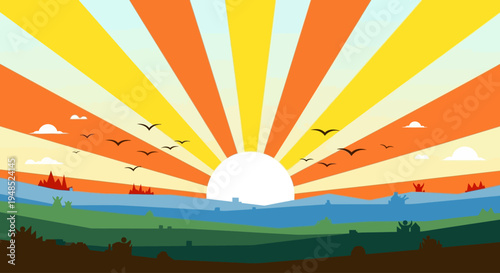 The sun rises over a serene landscape on a day of Emancipation celebration.