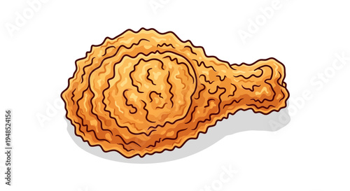 Crispy fried chicken drumstick vector illustration isolated on white