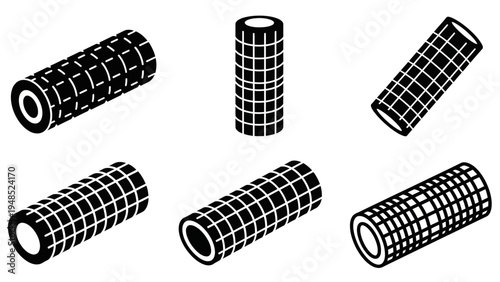 Hair Rollers Set on White Background, Vintage Beauty Tool Collection