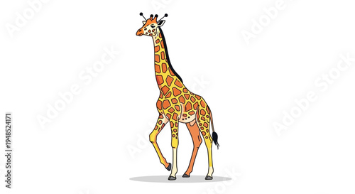 Cartoon giraffe walking on a white background