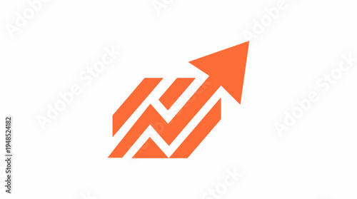 Orange arrow showing upward trend on white background
