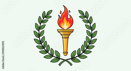 Emancipation Day celebration with a torch and laurel wreath symbol