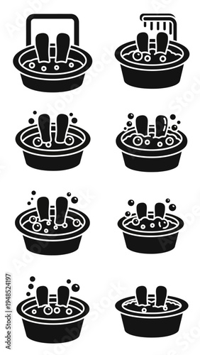 Hand Washing Icon Set: Step-by-Step Instructions for Cleanliness