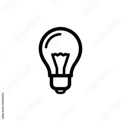 Minimalist light bulb icon, symbol of innovation and ideas, clean design