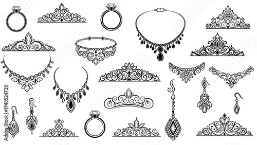 Ornate Royal Jewelry Collection: Tiaras, Rings, Necklaces, Earrings