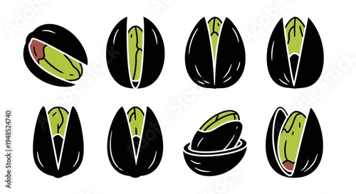 Pistachio Nuts Collection: Open, Closed, and Shelled Varieties