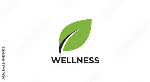 Wellness concept with green leaf icon on a white background