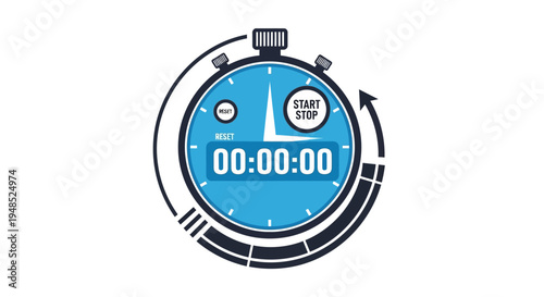 Blue stopwatch with zero time displayed and start stop button