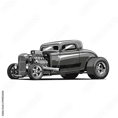 Classic Hot Rod Coupe Car - Vintage American Muscle Vehicle