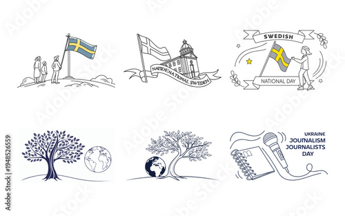 Swedish national day and urban journalism swedish flag journalists tree