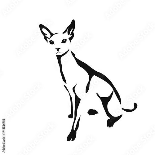 Vector drawing of a dog. Black and white gestalt design of a funny pet. Little doggy. Cute animal illustration. Postcard for International Dog Day. Drawing of an animal in the Gestalt style.