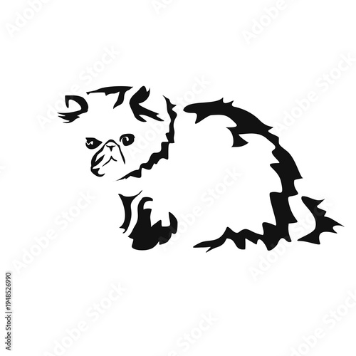 Vector drawing of a dog. Black and white gestalt design of a funny pet. Little doggy. Cute animal illustration. Postcard for International Dog Day. Drawing of an animal in the Gestalt style.