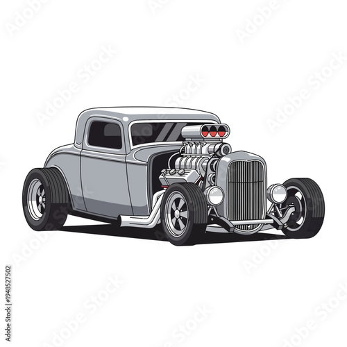 Classic American Hot Rod Coupe Car, Vintage Vehicle, Custom Chopped Coupe