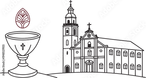 Liechtenstein corpus christi feast with church and chalice cathedral basilica