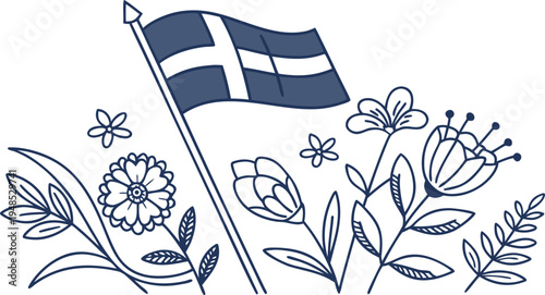 Sweden flag with flowers on national day scandinavian