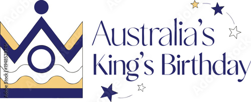 Australia kings birthday crown with text royal