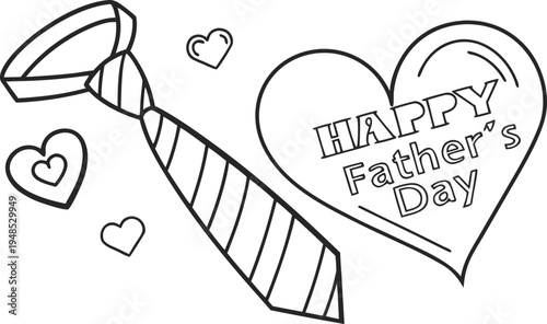 Fathers day celebration concept with necktie and heart holiday