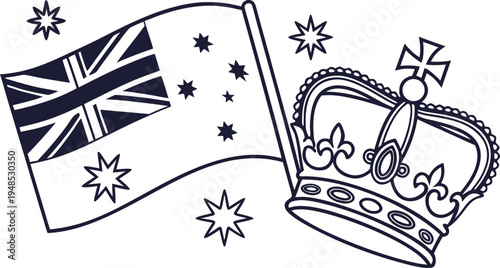Australia kings birthday concept with austr flag and crown king's birthday royal