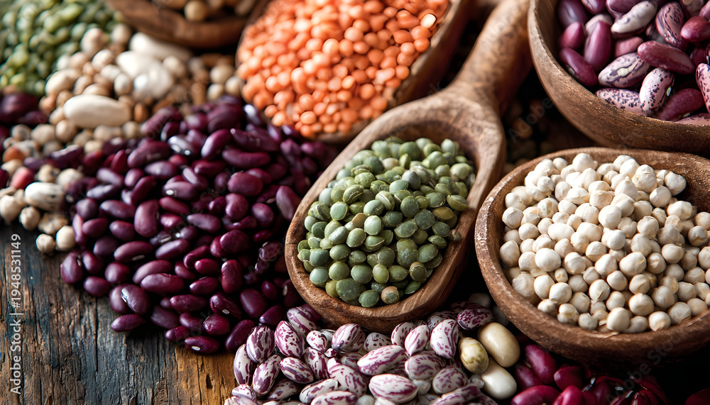 Fototapeta premium Common legumes that are the basis of plant-focused diets