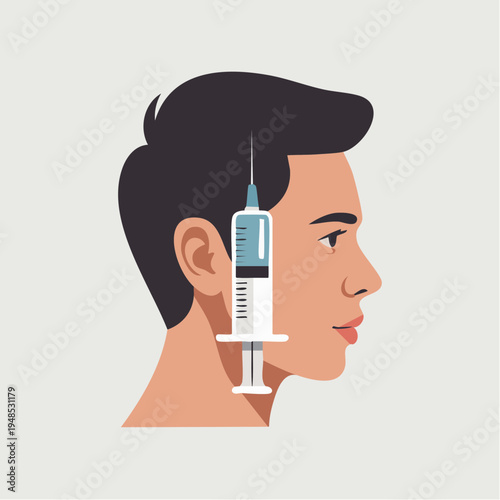 Illustration of man receiving ear injection.