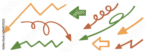 シンプル手描き矢印イラスト素材