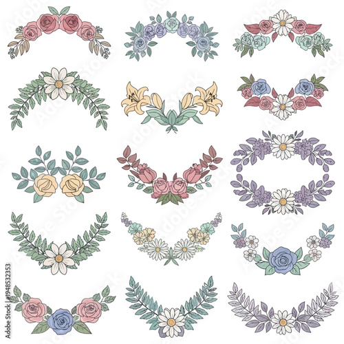 Floral Wreath Collection | Decorative Flower Arrangements & Botanical Borders