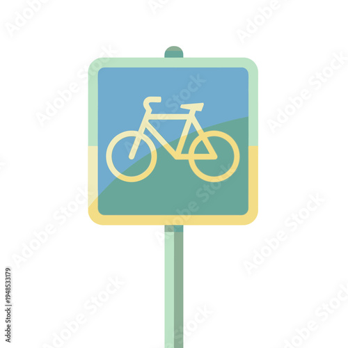 Bicycle Path Sign, Cycling Route Marker, Vector Illustration, Flat Design