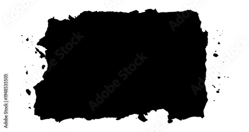 Decorative black frame with torn paper effect. Grunge element with irregular outlines. Vector illustration.