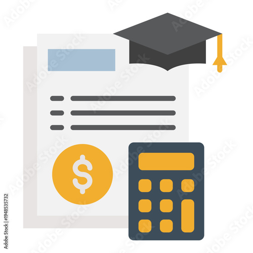 College Tuition Cost Concept with Calculator and Graduation Cap