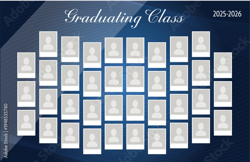 Graduation photo mosaic template with empty photo placeholders