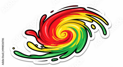 Red yellow and green abstract swirl and splash