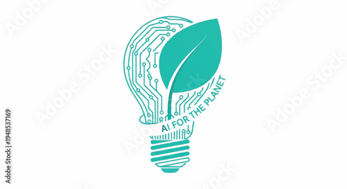 Green lightbulb illustration with leaf represents eco-friendly technology concept