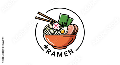 Delicious Japanese Ramen Bowl Logo Illustration