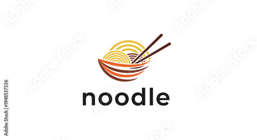 Stylized Noodle Bowl Logo with Chopsticks Design
