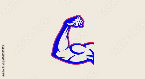 Muscular arm flexing bicep muscle logo illustration