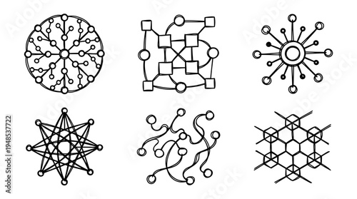 connection nodes, Hand-drawn outline doodle sketches vector set collection , white background , PNG and SVG isolate