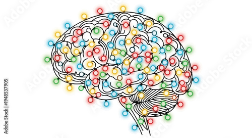 A vibrant illustration of a brain made from colorful circuits and wires.