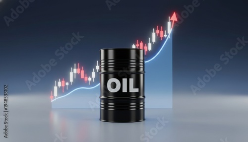Rising oil prices and stock market growth concept