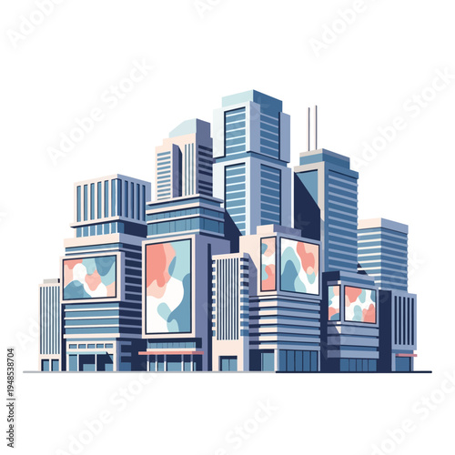 Modern Cityscape with Abstract Billboards