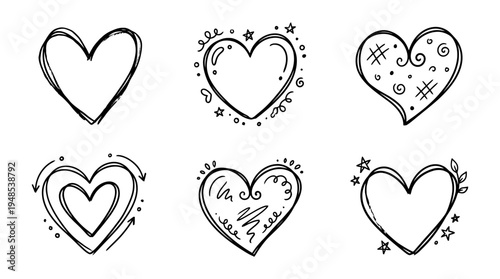love heart, Hand-drawn outline doodle sketches vector set collection , white background , PNG and SVG isolate
