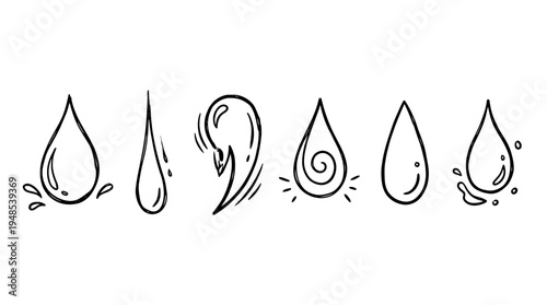 rain drop, Hand-drawn outline doodle sketches vector set collection , white background , PNG and SVG isolate