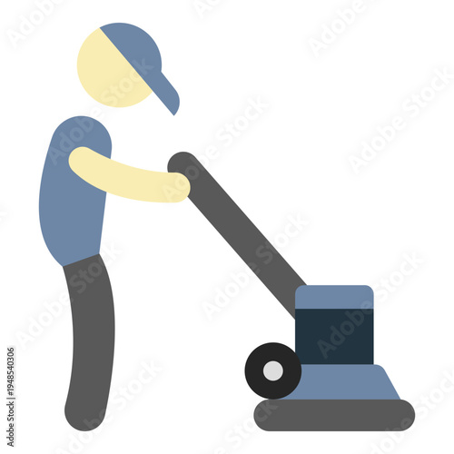 Person Cleaning Floor with Floor Scrubber Machine Icon