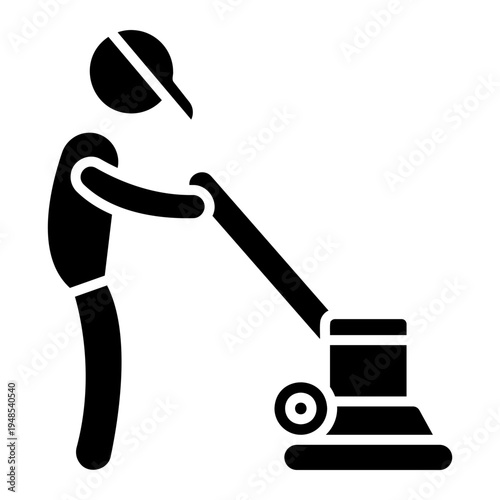 Person Operating Floor Polisher Machine Icon