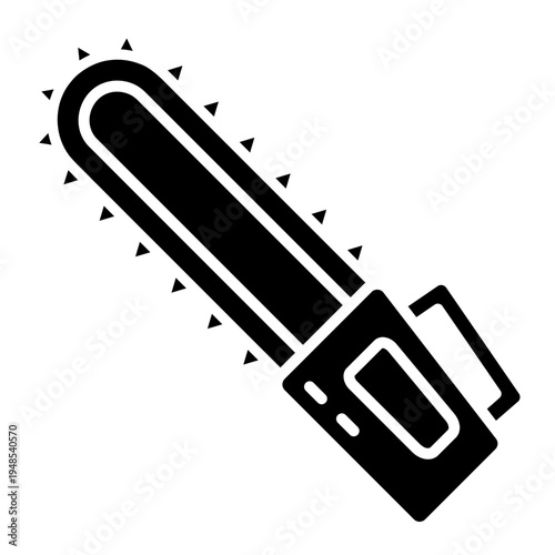 Chainsaw Illustration: Power Tool Icon for Woodworking and Construction