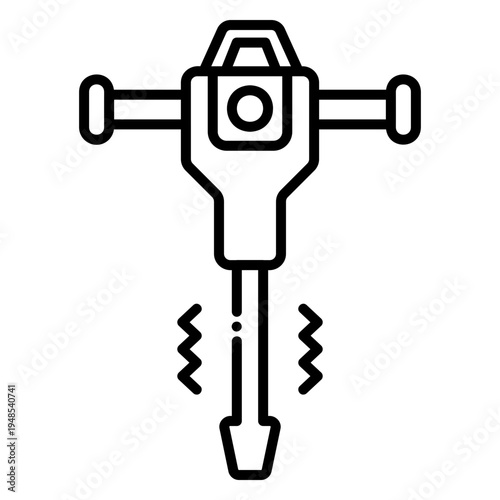 Jackhammer Icon, Construction Tool for Breaking Concrete